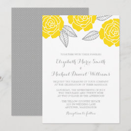 Modern Yellow and Grey Roos Wedding Kaart