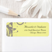 Modern Yellow and Grey Swirl Wedding Etiket (Insitu)