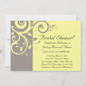 Modern Yellow and Grey Swirl Wedding Kaart (Voorkant)