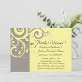 Modern Yellow and Grey Swirl Wedding Kaart (Staand voorkant)