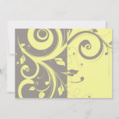 Modern Yellow and Grey Swirl Wedding Kaart (Achterkant)