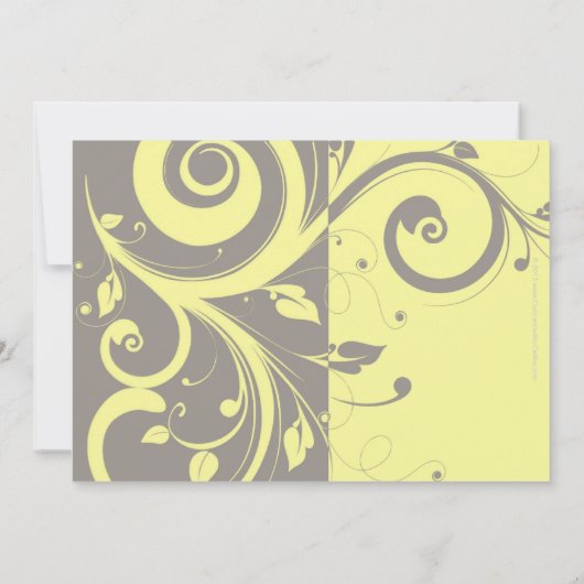 Modern Yellow and Grey Swirl Wedding Kaart (Achterkant)