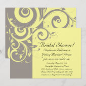 Modern Yellow and Grey Swirl Wedding Kaart (Voorkant / Achterkant)