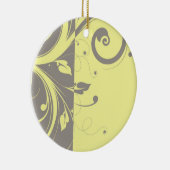 Modern Yellow and Grey Swirl Wedding Keramisch Ornament (Rechts)