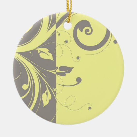Modern Yellow and Grey Swirl Wedding Keramisch Ornament (Voorkant)