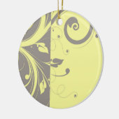 Modern Yellow and Grey Swirl Wedding Keramisch Ornament (Links)
