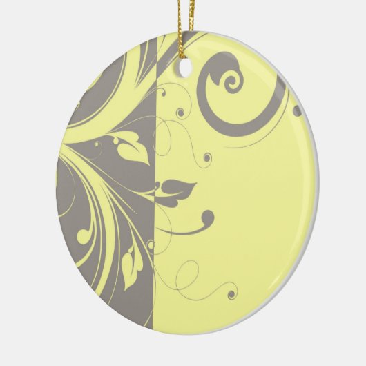 Modern Yellow and Grey Swirl Wedding Keramisch Ornament (Links)