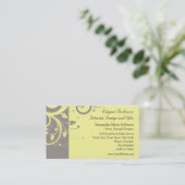 Modern Yellow and Grey Swirl Wedding Visitekaartje (Staand voorkant)
