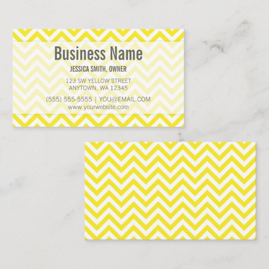 Modern Yellow and White Chevron Pattern Visitekaartje (Voorkant / Achterkant)