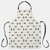 Modern Yellow Bee Pattern Elegant Black Monogram Schort (Voorkant)