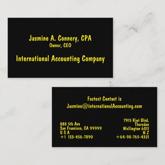 Modern Yellow Black Visitekaartje (Voorkant / Achterkant)