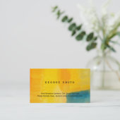 Modern Yellow Blue Abstract Plain Visitekaartje (Staand voorkant)