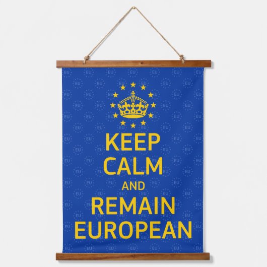 Modern Yellow Blue Keep Calm Crown Europe Vector Hangend Wandkleed (Voorkant)