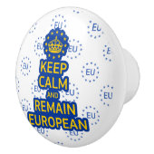 Modern Yellow Blue Keep Calm Crown Europe Vector Keramische Knop (Rechts)