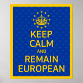 Modern Yellow Blue Keep Calm Crown Europe Vector Poster (Voorkant)