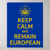 Modern Yellow Blue Keep Calm Crown Europe Vector Poster (Voorkant)