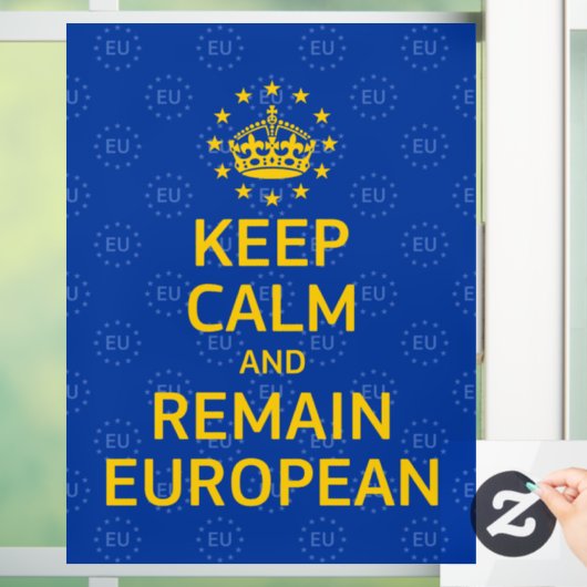 Modern Yellow Blue Keep Calm Crown Europe Vector Raamsticker (Huis)