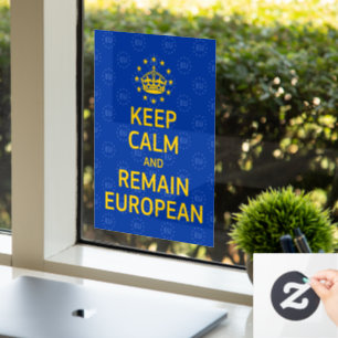 Modern Yellow Blue Keep Calm Crown Europe Vector Raamsticker