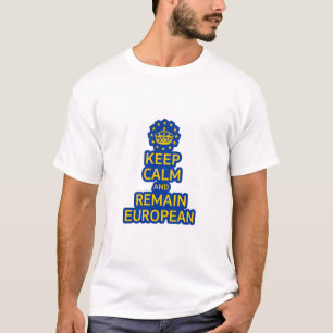Modern Yellow Blue Keep Calm Crown Europe Vector T-shirt