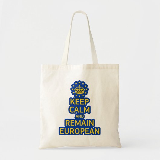 Modern Yellow Blue Keep Calm Crown Europe Vector Tote Bag (Voorkant)