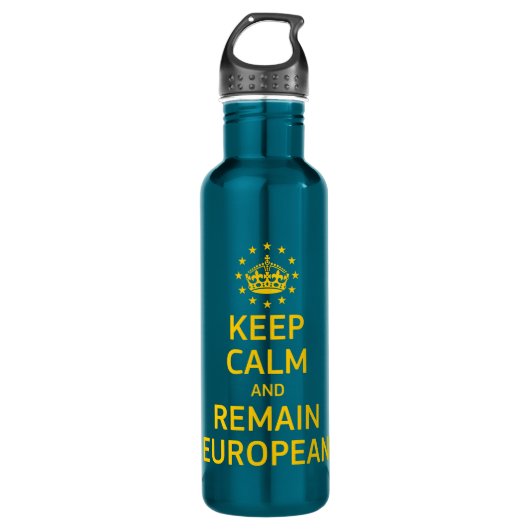 Modern Yellow Blue Keep Calm Crown Europe Vector Waterfles (Voorkant)