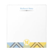 Modern Yellow Blue Tartan Monogram Script Naam Notitieblok (Voorkant)