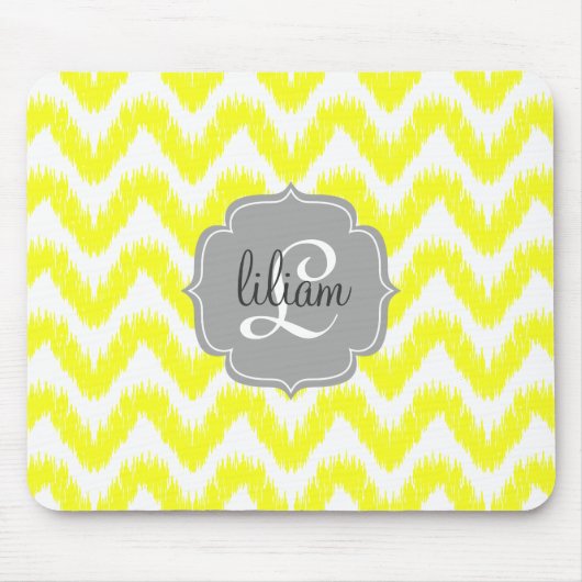 Modern Yellow Chevron Ikat gepersonaliseerd Muismat (Voorkant)