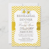 Modern Yellow Chevron Plumeria Rehearsal Dinner Kaart (Voorkant)