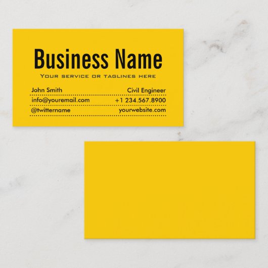 Modern Yellow Civil Engineer Visitekaartje (Voorkant / Achterkant)