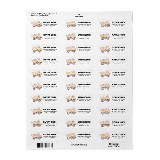 Modern Yellow Construction Birthday Return Address Etiket (Full Sheet)