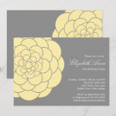 Modern Yellow Dahlia Bloom Birthday Party Kaart (Voorkant / Achterkant)