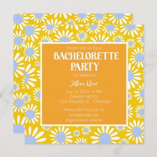 Modern Yellow Daisy Bachelorette Kaart (Voorkant / Achterkant)