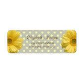 Modern, Yellow Daisy, Polka Dots Address Label (Voorkant)