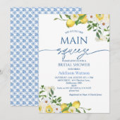 Modern Yellow Floral Lemon thema Vrijgezellenfeest Kaart (Voorkant / Achterkant)