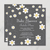 Modern Yellow Flowers Bloemneutraal Baby shower Kaart (Voorkant / Achterkant)