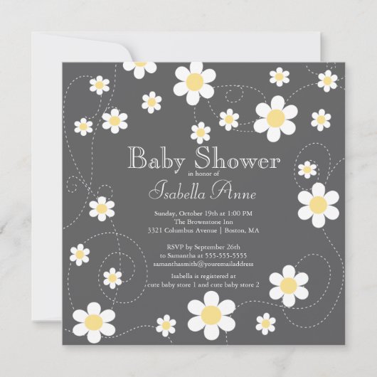 Modern Yellow Flowers Bloemneutraal Baby shower Kaart (Voorkant)