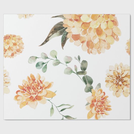 Modern Yellow Flowers Pattern Cadeaupapier (Vlak)