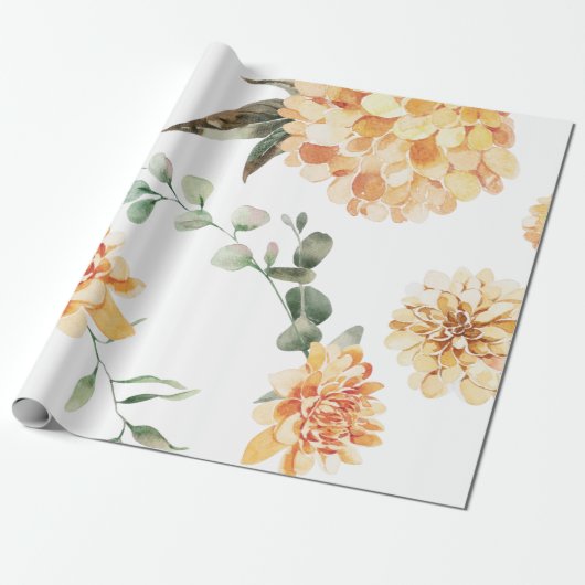 Modern Yellow Flowers Pattern Cadeaupapier (Uitgerold)