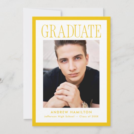 Modern Yellow Frame 2 Photo Graduation Aankondiging (Voorkant)