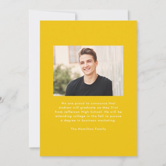 Modern Yellow Frame 2 Photo Graduation Aankondiging (Achterkant)