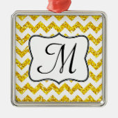 Modern Yellow Glitter Monogram Initiaal Ornament (Voorkant)