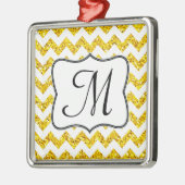 Modern Yellow Glitter Monogram Initiaal Ornament (Links)