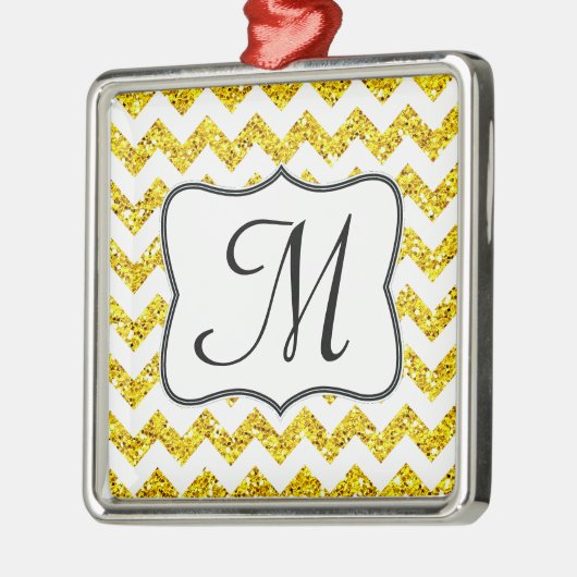 Modern Yellow Glitter Monogram Initiaal Ornament (Links)
