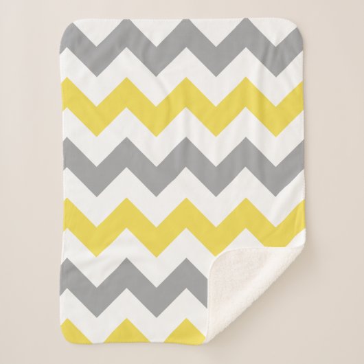 Modern Yellow Gray Chevron Pattern Sherpa Deken (Voorkant)