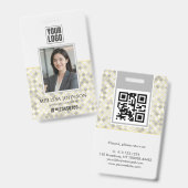 Modern Yellow & Gray Geometric Photo ID Badge (Voor- en achterkant)