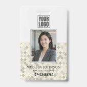 Modern Yellow & Gray Geometric Photo ID Badge (Voorzijde)