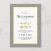 Modern Yellow & Gray Wedding Reception Pattern Informatiekaartje (Voorkant)