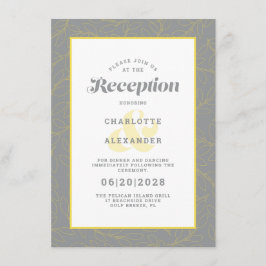 Modern Yellow & Gray Wedding Reception Pattern Informatiekaartje