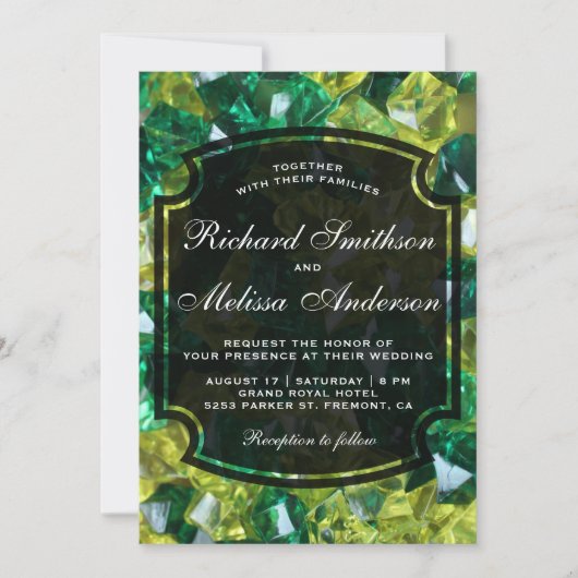 Modern Yellow Green Gemstenen Wedding Invitation Kaart (Voorkant)