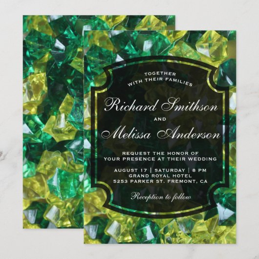 Modern Yellow Green Gemstenen Wedding Invitation Kaart (Voorkant / Achterkant)